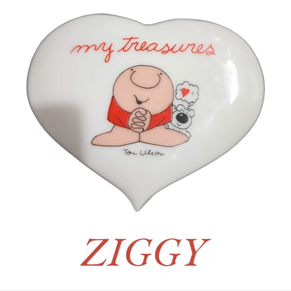 Vintage Collectible Ziggy and Fuzz Tom Wilson 1979 Love Talk Porcelain Heart Box